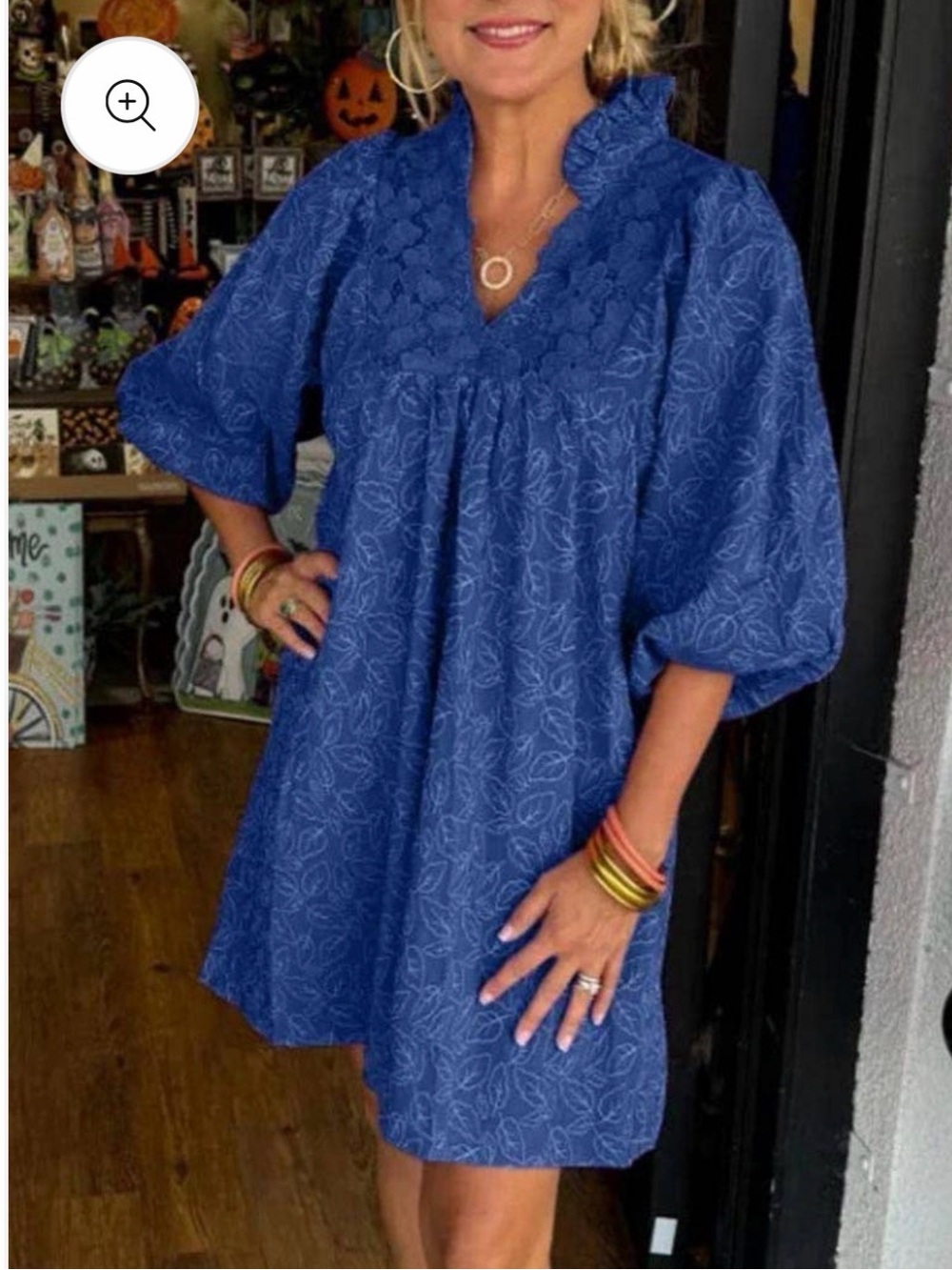 NWT Umgee navy jacquard floral lace mini dress, size large